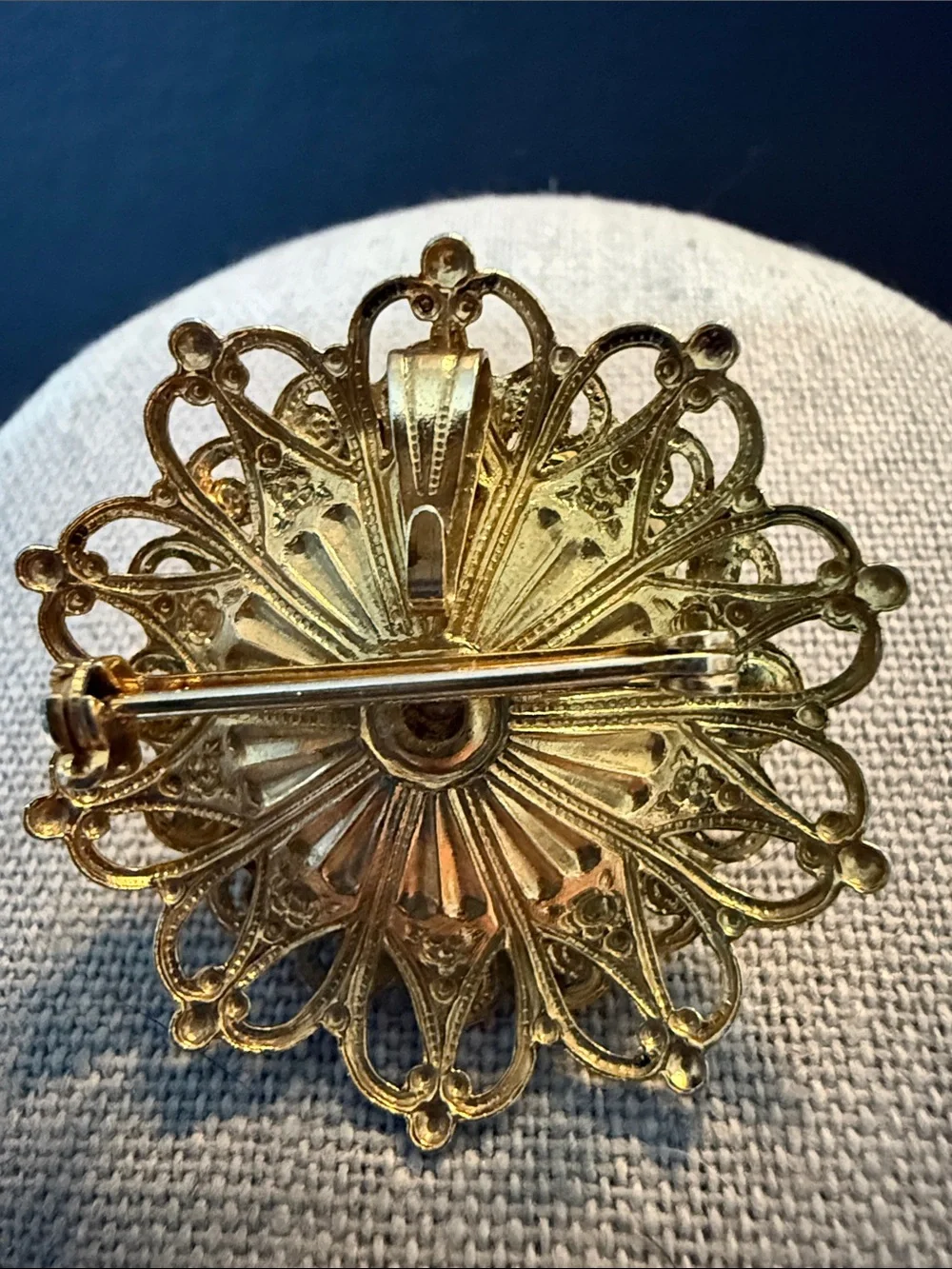 Gold-Tone Floral Pearl Center Brooch